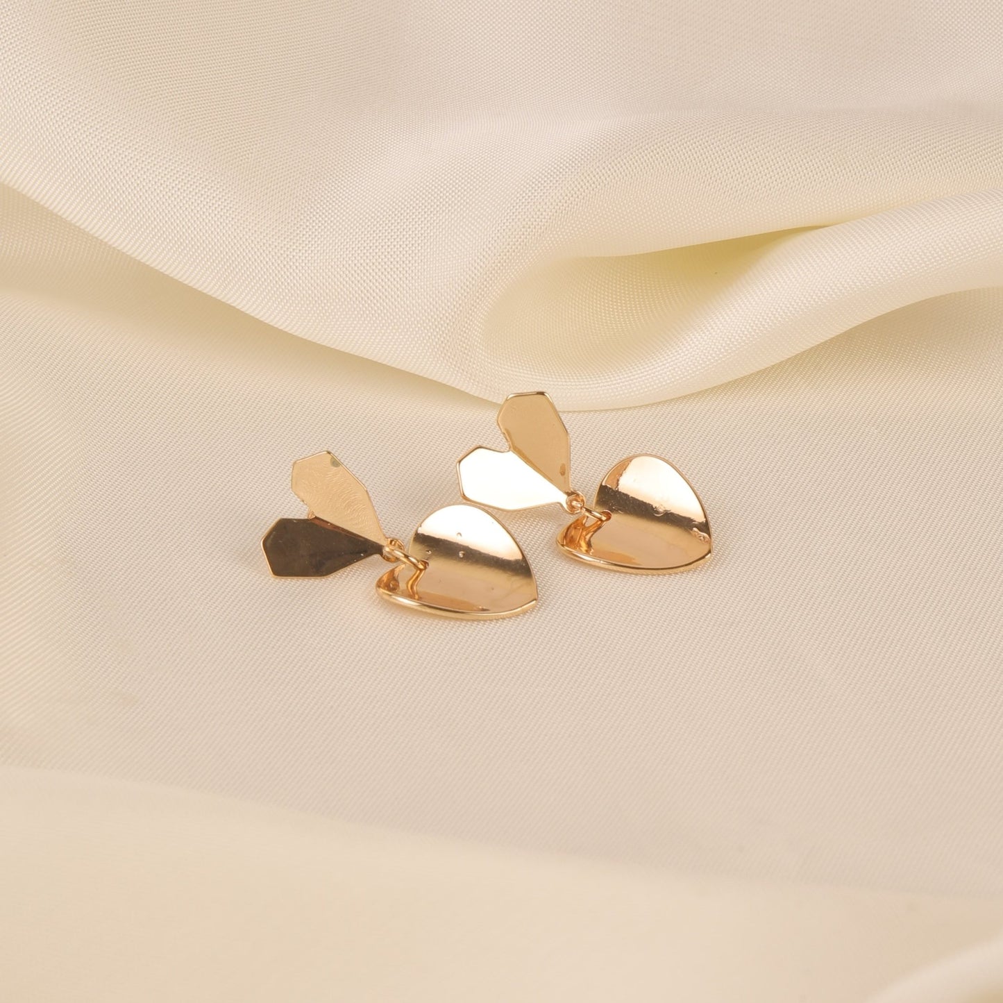 Double Heart Drop Earrings