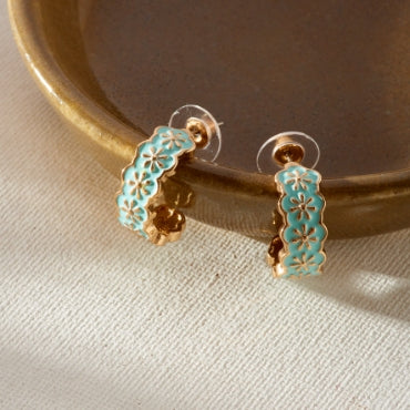 Blue Half Hoop Earrings