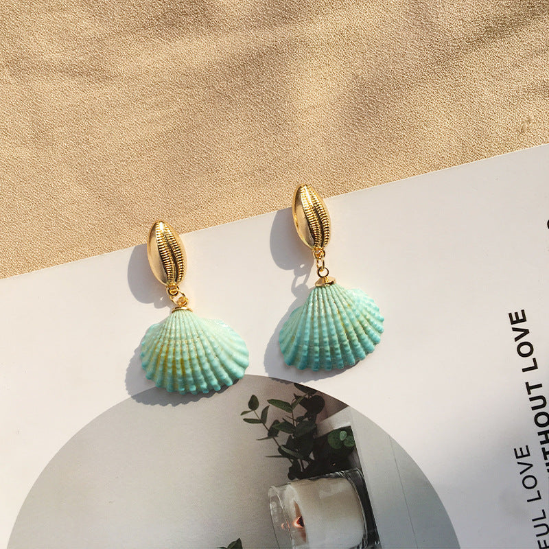 Blue Bohemian Shell Earrings