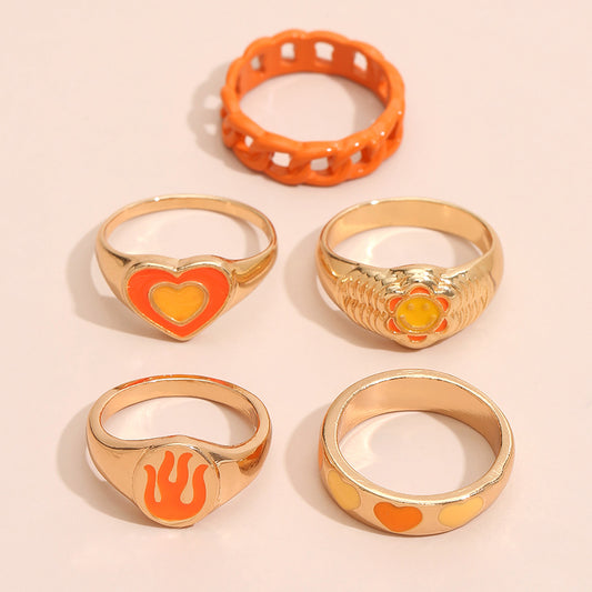 Orange Trendy Oil Rings