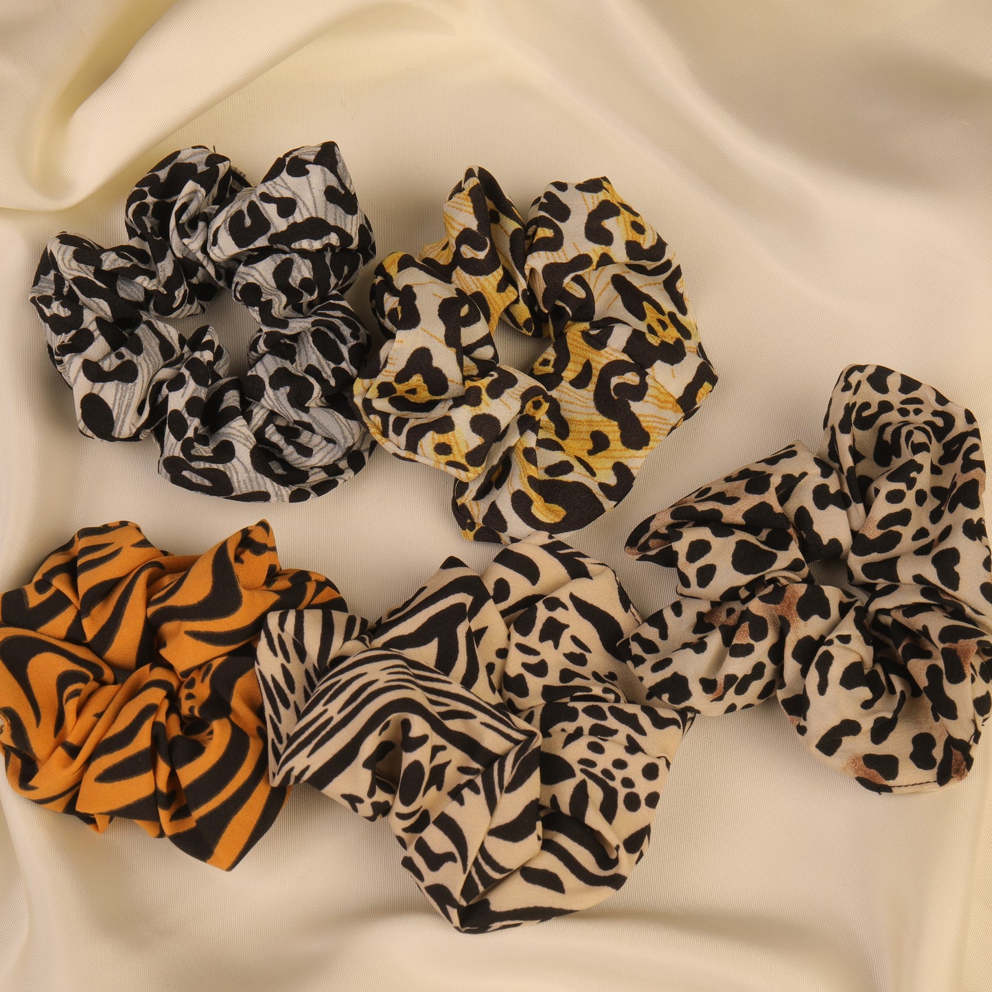 Set of 5 Animal Printed Scrunchies