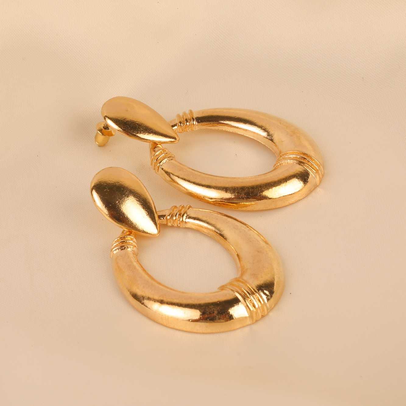 Golden Hoop Line Earrings