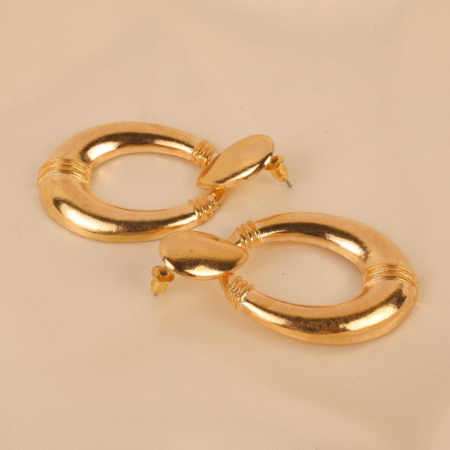 Golden Hoop Line Earrings