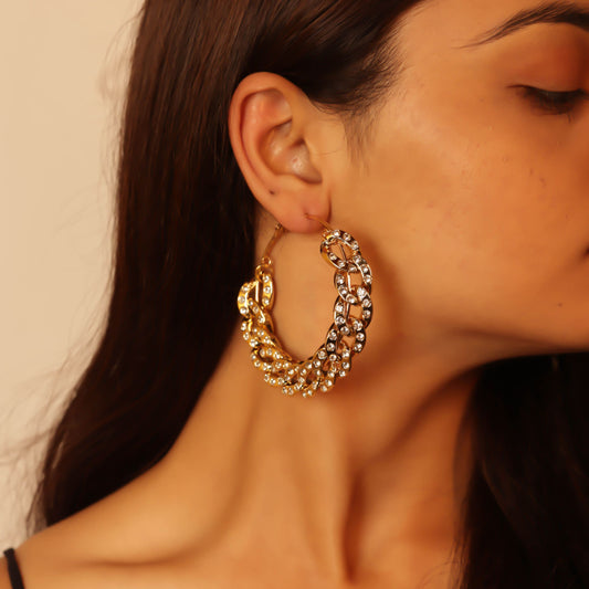 Large Stone Hoop Earrings