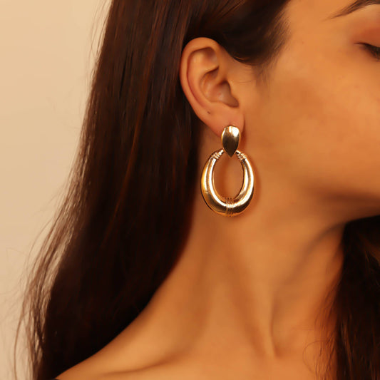 Golden Hoop Line Earrings