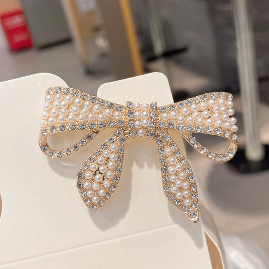 Golden Pearl Bow Hairpin