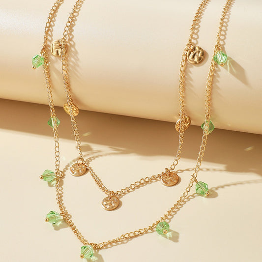 Green Golden Drops Necklace