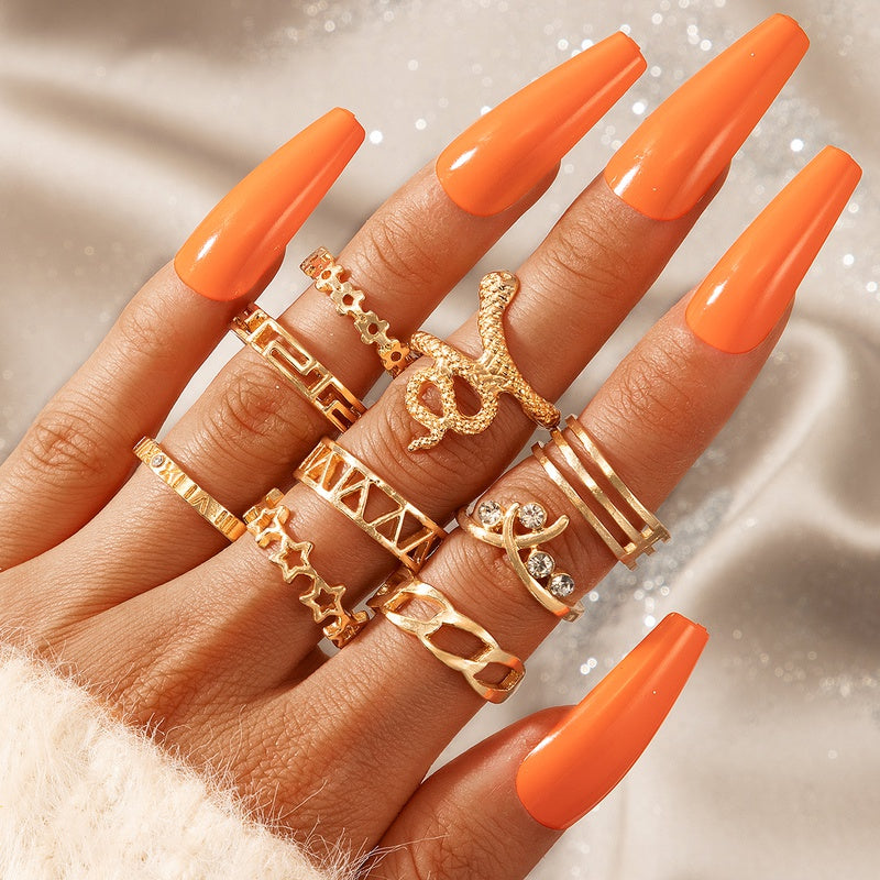 Golden Snake Stone Ring Set