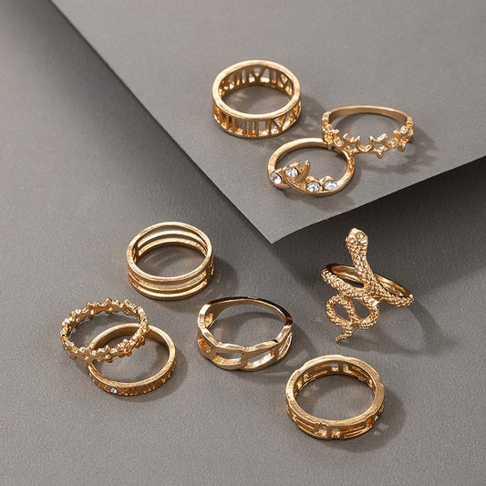 Golden Snake Stone Ring Set