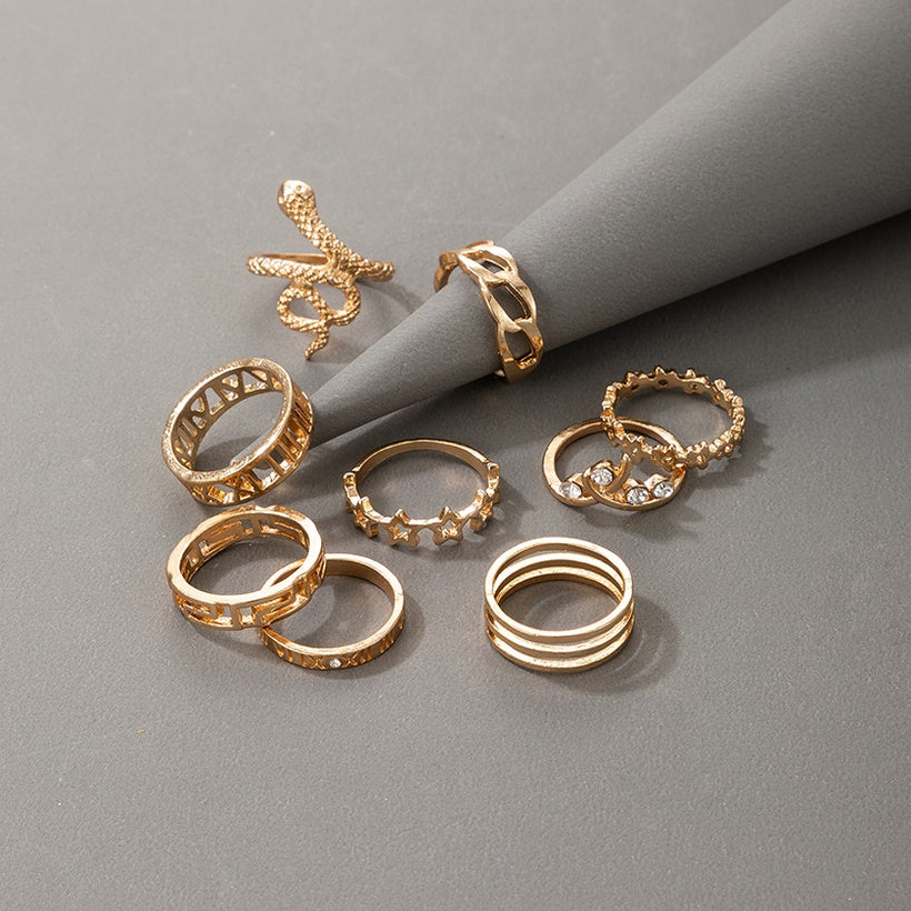 Golden Snake Stone Ring Set