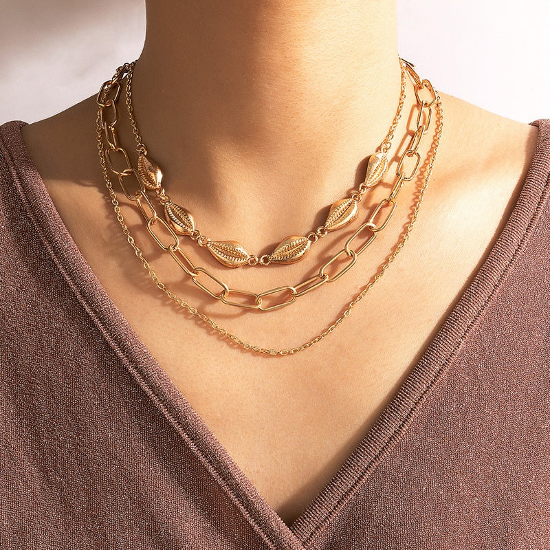 Shell Multilayered Chain Necklace