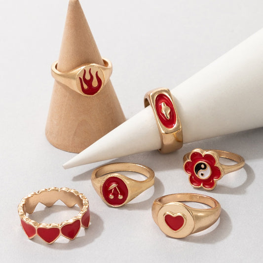 Red Oil Rings Set