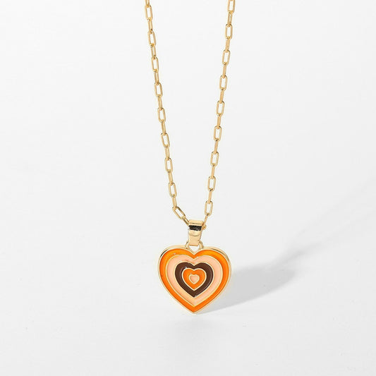 Orange Oil Heart Necklace