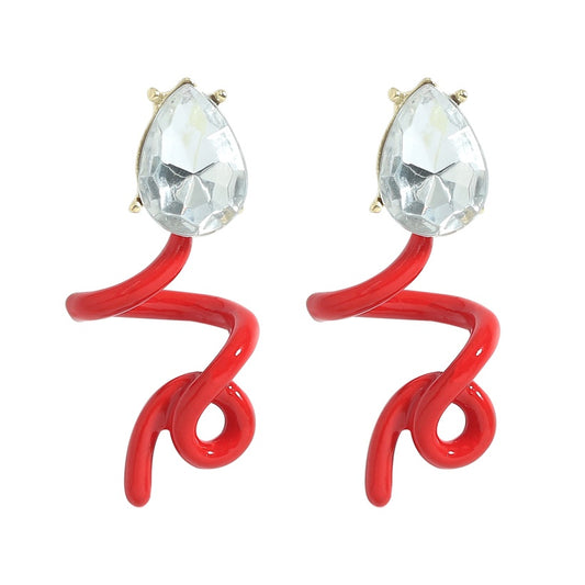 Red Spiral Earrings