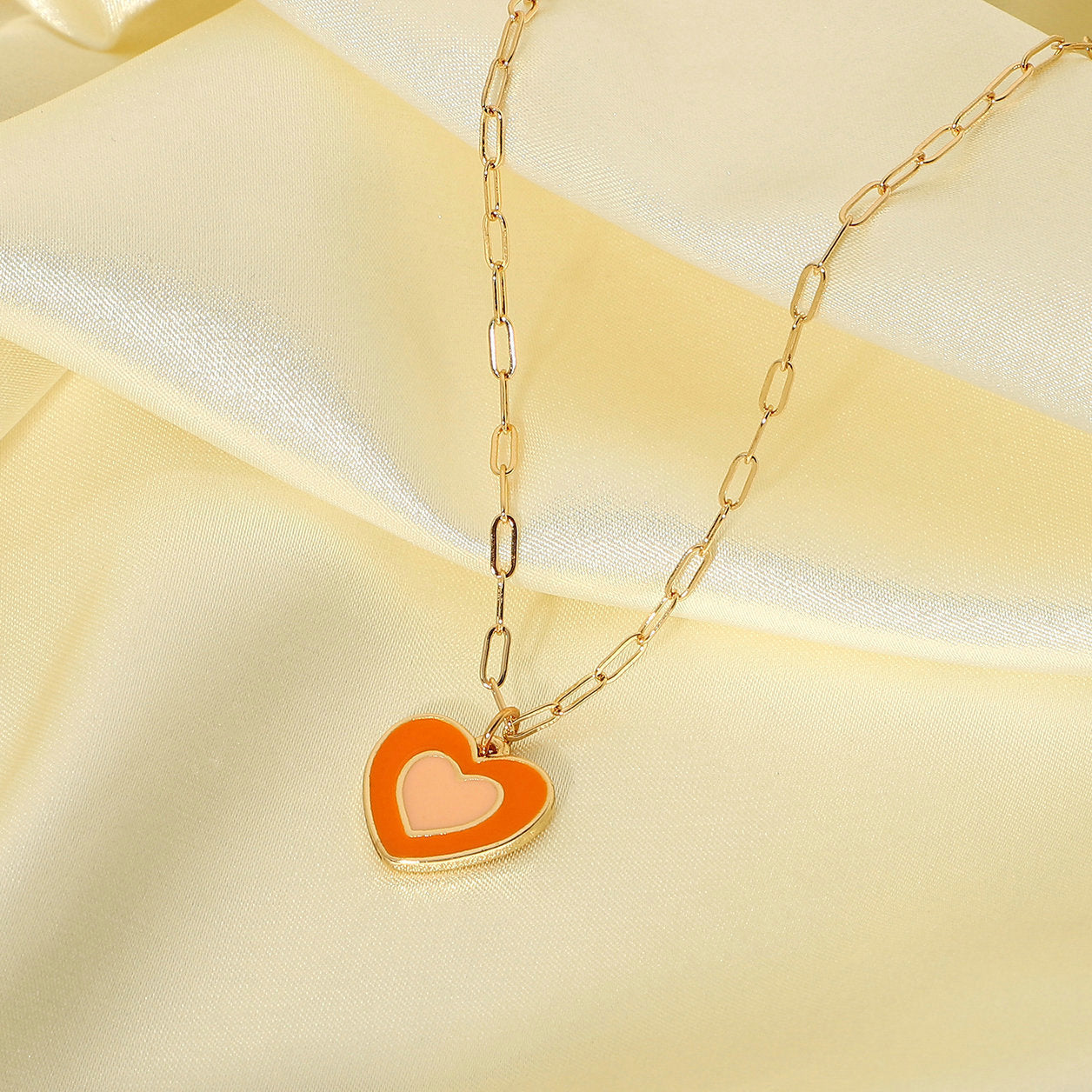 Orange Heart Necklace