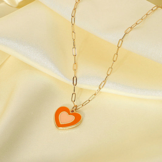 Orange Heart Necklace