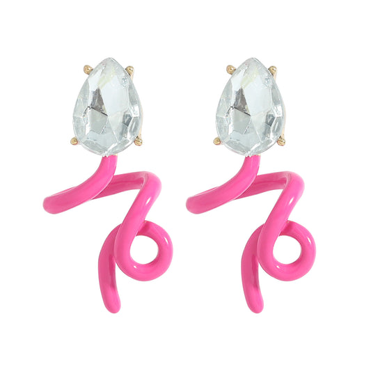 Pink Spiral Earrings